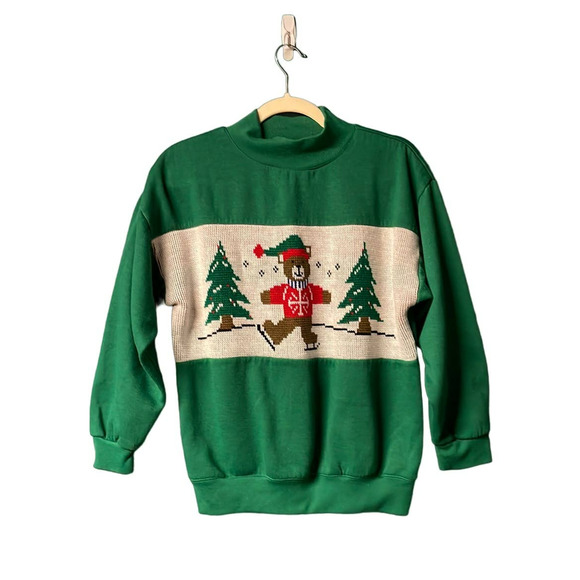 Pebble Court Tops - Vintage Pebble Petite Court Christmas Bear Sweatshirt Size Small (SM)
